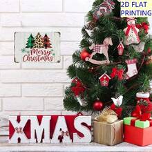 1pc Vintage American Style Christmas Hanging Decor! 2D Flat Printed Wooden Sign With Colorful Plaid & Leopard Print Christmas Tree Paired With "Merry Christmas" Text, Perfect For Decorating Rustic Cafe Walls, Christmas Party Venues, Fireplace Mantles, American Country Style Inns, Instantly Elevates Holiday Ambiance As A Festive Wall Art And Tabletop Accent To Brighten Up The Cozy Christmas Moments With Classic American Flair. Home Decor Christmas Decorations Room Decor