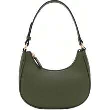 FashionPuzzle Small Crescent Shoulder Bag Underarm Purse - 橄欖色/橄欖色 - 查看 1