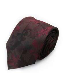 1 条勃艮第花卉手工领带，适合婚礼、商务、休闲、派对、日常和街头服饰