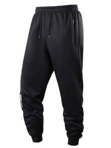 Plus Size Men's Solid Color Printed Knit Jogger Pants, Lightweight Drawstring Casual Outdoor Hiking Travel Running Workout Trousers Sports - Black - View 5