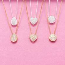 Elegant Heart-Shaped Pendant Necklace For Women, Inlaid With High-Quality Zirconia, 925 Silver Or 18K Gold Plated - 銀色 - 查看 2