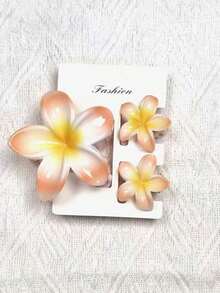 مشبك شعر 1 قطعة مزين بزهرة الفرانجيباني متعددة الألوان، مناسب للرحلات البحرية، الإطلالات اليومية، هدايا إكسسوارات الشعر، مشابك شعر أنيقة، أغراض المدرسة والجامعة، إكسسوارات الخريف والشتاء للإطلالات في العطلات للمرأة