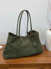 BAILEE Stylish, Minimalist, Solid Color, Matte PU Leather Dumpling Bag/Tote Bag With Foldable Magnetic Closure. Perfect For Outfits And As A Gift Option. - Multicolor - View 14