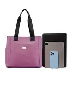 Women's Fashion Nylon Tote Bag - Durable, Multi-Pocket Design With Zipper Closure, Perfect For Shopping, Work, And Everyday Travel - Available In Dark Purple, Blue, Black - 彩色 - 查看 5