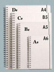 Metal Wire Coil Notebook With Strap, Grid, Lined, Blank Inner Pages, Folder Combination, Minimalist, Portable, Waterproof, School & Office - Beige - View 1