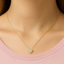 Elegant Heart-Shaped Pendant Necklace For Women, Inlaid With High-Quality Zirconia, 925 Silver Or 18K Gold Plated - 金色 - 查看 1