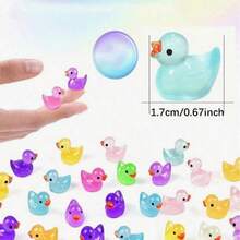100 piezas de patos mini con luces intermitentes, patos pequeños de resina de colores, patos de resina mini con luz, modelos de animales de plástico ocultos, para decoración de casita de juguete, paisaje micro y acuario, mejor regalo (color aleatorio)