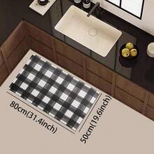 Modern Plaid Pattern Doormat, Rug, Traditional Long Carpet, Suitable For Hallway, Kitchen, Bedroom, Living Room, Entrance, Balcony, Home Decor, Stain Resistant, Coffee Shop, Bar, Holiday, Party, Bedroom Mat, Bath Mat, Room Decor, Kitchen Decor, Black And White Rug - Black and White - View 13