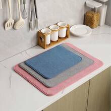 1pc Kitchen Dish Drying Mat, Super Absorbent Microfiber, Countertop Pad, Non-Slip & Heat Resistant, Draining Mat, Cabinet Liner, Bathroom Rug,Non-Slip Kitchen Mats For Sink Side, Natural And Hygienic Kitchen Essential For Home And Kitchen Room Decor, Part Of Your Cozy Fall& Winter Styles And Christmas Decorations - Multicolor - View 7