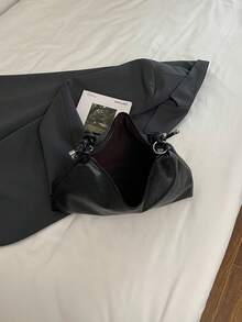 简约新月斜挎包，多功能单肩包，大号手提包，带可调节肩带，适合聚会、郊游、度假、购物和日常使用，可容纳硬币、手机，是办公室女士、大学生和职业人士的理想选择，优雅的女士单肩包 - 黑色 - 查看 8