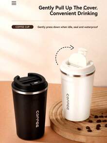 1pc Travel Coffee Mug, Anti-Splash And Leak-Proof, Reusable Coffee Cup With Lid, Stainless Steel Vacuum Insulated Coffee Tumbler, Leak-Proof Coffee/Hot Water Bottle, Thermal Insulated Cup For Men And Women, Portable