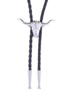 1pc Unisex Casual Polo Necktie, Cowboy Rodeo Bull Head Necktie, Western Style Bull Head Bow Tie, Versatile Clothing Accessory, Groomsmen Neckwear, Great Gift Choice