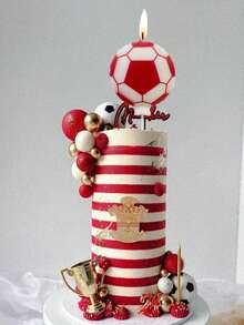 Red Soccer Shaped Celebration Cake Topper Candles For Anniversary, Birthday Party - Red - View 3