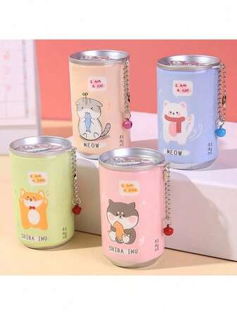 1 lata de toallitas húmedas con diseño de dibujos animados, toallitas húmedas mini portátiles y creativas con estilo de lata de bebida, toallitas húmedas desechables con estilo aleatorio