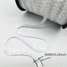 5yards 6mm Sequins Ribbon Round Flat Sequins Laser Giltter Paillettes Sequins For Crafts Sewing Cloth Accessory Sequin Trim