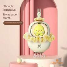 MEET SUN 1pc 1200mAh Lithium Battery Long Lasting + Handmade Fabric Decorative Apron/Scrunchie (2-In-1) + Mini Portable Hand Warmer + Lanyard + Cute Pet USB Charger, 2025 Autumn/Winter New Arrival - Mint Green - View 3