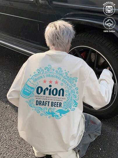 230グラムコットンTシャツ2025年新作メンズ長袖コットンバケーションプリント長袖クルーネックカップルルック