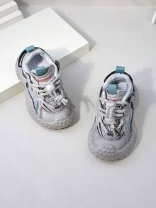 Spring & Autumn New Kids Chunky Sneakers, Casual Thick Sole Shoes, Fashion Children Sports Shoes, Breathable Toddler Running Shoes, Campus Walking Shoes, Baby Boys & Girls Mesh Shoes - Grey - View 5