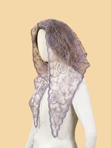 1pc Women's Vintage Rose Flower Ruffle Edge Triangular Scarf Shawl, Fashion Soft Breathable Scarf, Women's Elegant Outdoor Decorative Headscarf, Church Wedding Veil, Graceful Gift