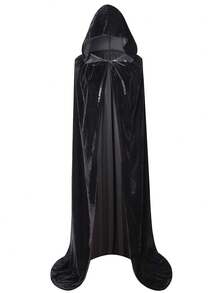 Unisex Hooded Cape Full-Length Velvet Cloak, Suitable For Halloween Costume Role-Playing. Long Hooded Cloak Witch Costume For Both Men And Women