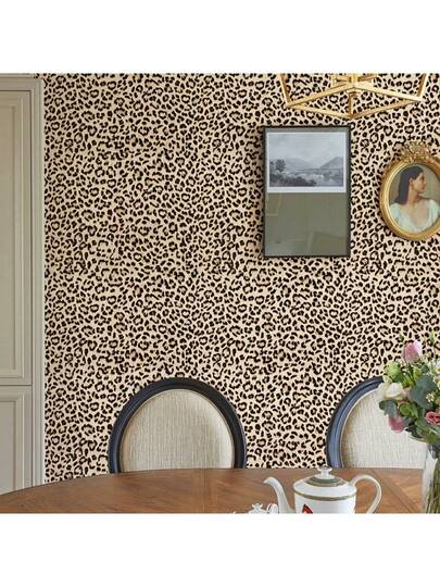 Roll Leopard Print Peel Stick Wallpaper, Waterproof Removable Self Adhesive Textured PVC Contact Paper, Bedroom Kitchen, Bathroom, Cabinets, Vanity, Easy To Apply Remove, Bruin Geel Home Sticker view 8