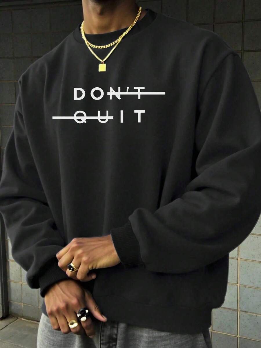 Felpa girocollo casual e versatile da uomo con stampa di elementi