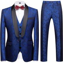 Mens Suits Slim Fit 3 Piece Suit Set For Prom Wedding Party Paisley Jacket Vest Pants Homecoming Outfithalloween - Màu tím - Xem 7