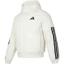 Adidas Men's Hooded Minimalist Line Decor Warm Outdoor Sports Down Jacket - Beige - View 3