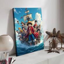 1pc One Piece Anime Canvas Painting, Canvas Art Print - Suitable For Home Wall Decoration In Living Room, Bedroom, Game Room, Etc. - Perfect Gift For One Piece Fans, Bedroom Wall Art, Dynamic Character Pattern, 2D Graphic Design, No Frame.