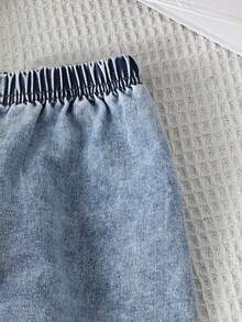 2 件套少女花卉印花运动衫和宽松牛仔裤套装，适合日常穿着、返校、公园、生日、秋冬季 - 淺藍色 - 查看 6