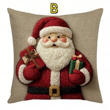 1 pieza Juego de Funda de Almohada Navideña, 17.7"X17.7", Impresión Unilateral - Diseño de Papá Noel, Muñeco de Nieve, Renos y Bastón de Caramelo, Poliéster, Cierre con Cremallera, Lavar a Mano Solamente - Excelente para Decoración de Apoyo Lumbar en el Sofá (Solo Funda) Decoraciones Navideñas Decoración Navideña Decoraciones Navideñas Decoración del Hogar Decoración de Habitación - 45*45 - Ver 7