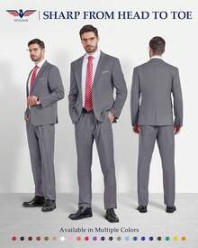 Traje de 2 piezas para hombre Hihawk, conjunto de pantalones sólidos de 2 botones, FGLB Navidad - Gris Claro - Ver 8