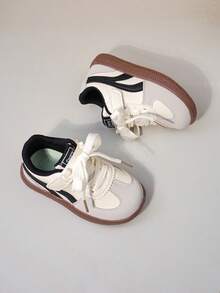 Kids Sports Shoes, Toddler & Little Kids Casual Shoes, Fashion Girls Shoes With Lace, Running Sneakers - Beige - View 3