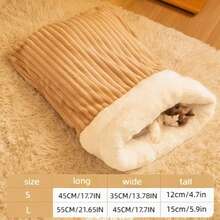 PETSIN 1 件猫睡袋，舒适猫睡袋，猫冬季睡袋，舒适温暖猫睡袋 - 半封闭柔软毛绒睡袋 - 适用于室内猫 - 彩色 - 查看 5