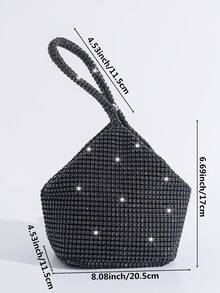 Túi xách đính đá thời trang & thanh lịch, ví cầm tay buổi tối - màu đen - Xem 3