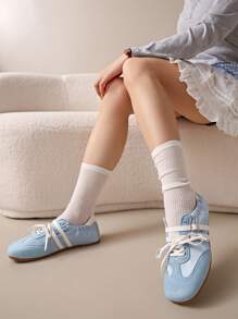 2025新款玛丽珍厚底鞋夏季软底轻便透气芭蕾平底鞋多色运动休闲鞋 - 藍色 - 查看 5