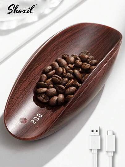 shoxil ميزان قهوة صغير قابل للشحن، ميزان شاي، ميزان مجوهرات، 200 جرام/0.1 جرام عالي الدقة لميزان القهوة المسكوب مع مؤقت ووظيفة التعشير، ميزان مطبخ رقمي محمول