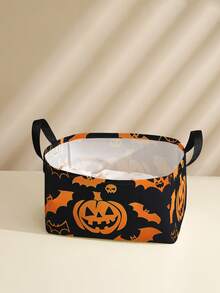 1pc Open Storage Basket With Handle, Multi-Purpose Storage Bin For Daily Clutter Organization, Halloween Gift, Home Decor, Clothes, Socks, Room Storage Box, Storage Bag