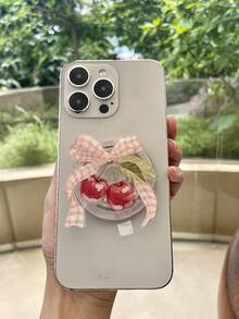 1pc Pink Heart & Cherry 360° Rotating Strawberry Tea Cup Magnetic Phone Holder, Cute Gift For Couples, Friends, Classmates Compatible With IPhone, Android Phone, Gift For Birthday, Family, Friends Push-Pull Phone Grip Phone Accessories - Multicolor - View 12