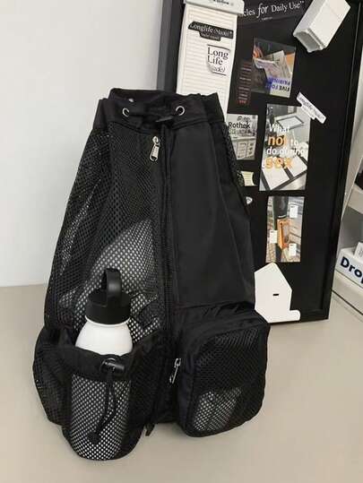 旅行锻炼轻便新款游泳包网眼抽绳背包带湿袋沙滩背包健身房运动器材包大容量运动健身干湿分离网眼抽绳﻿