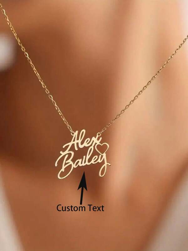 [قلادة اسمين إنجليزيين] قلادة إنجليزية مخصصة من الفولاذ المقاوم للصدأ أنيقة وبسيطة | هدية عيد الحب والعائلة والعيد الميلاد