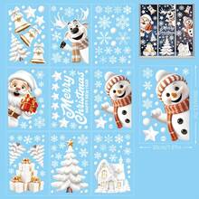 Christmas Window Adsorption Film Christmas Snowman Window Stickers Christmas Glass Window Stickers Winter Christmas Holiday Decorative Stickers