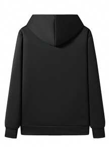 Autumn/Winter Thermal Lined Hoodie Jacket For Men - Black - View 6