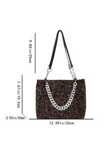 Women's Fashion Leopard Print Large Capacity Tote Bag, Suitable For Daily Commute - Black - View 9