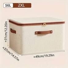 5 Sizes Available - Hard Storage Box With Zipper Lid, Linen Fabric Storage Cube, Foldable Clothes Organizer Bin With Handle, Suitable For Closet, Wardrobe, Under Bed