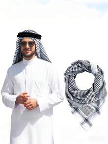 Arab Headscarf Dubai Headscarf Saudi Arabia Tourism Baotou Ornaments Men's Headband+Headscarf Arab Jacquard Square Scarf Dubai Middle East National Costume