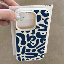 1pc TPU Material Blue Minimalist Striped Pattern Phone Case Suitable For IPhone/ Phones - White - View 4