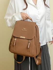 Women's Soft Leather Backpack, Large Capacity Ladies Backpack, Casual Travel Backpack For Women, Girl Backpack ,University Bag - Brown - View 6