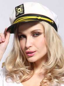 10-1 件白色刺绣海军帽，服装角色扮演警察帽，水手帽，男女通用成人游艇派对船长帽 - 彩色 - 查看 3