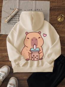 1 Stück Mädchen Lässiger bedruckter Pullover Hoodie Sweatshirt, warm thermisch gefüttert, Langarm, Herbst/Winter - Lustiger und bunter Hoodie, um die Fantasie junger Geister anzuregen